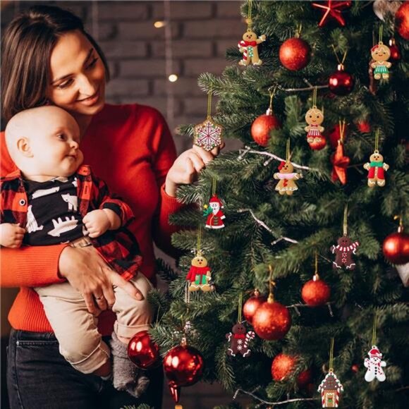 12pcs Christmas Ornaments Cute Snowman Xmas Tree Decorations Santa Claus Plastic - Picture 2 of 7